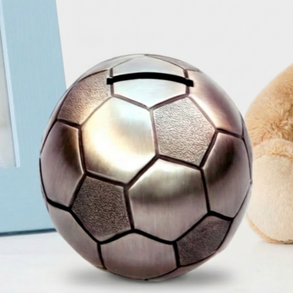 Children's Silver Pewter Soccer Ball Money Box