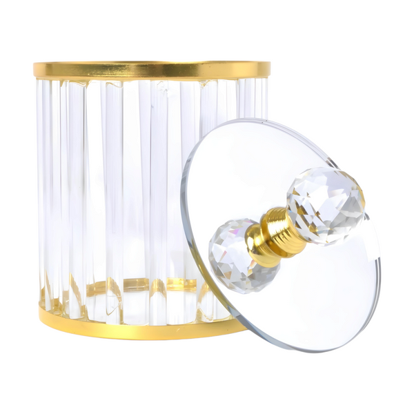 Set 3 Plain Clear Ribbed Glass & Gold Trim Kitchen Canisters Coffee Tea Sugar PALM GIFTS
