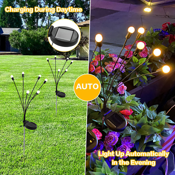 Set 2 Firefly Solar Powered Outdoor Garden Stakes Lights
