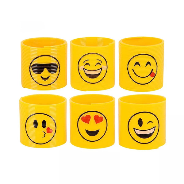 Set 12 Mini Yellow Smiley Face Slinky Springs Party Favours Loot Bag Fillers