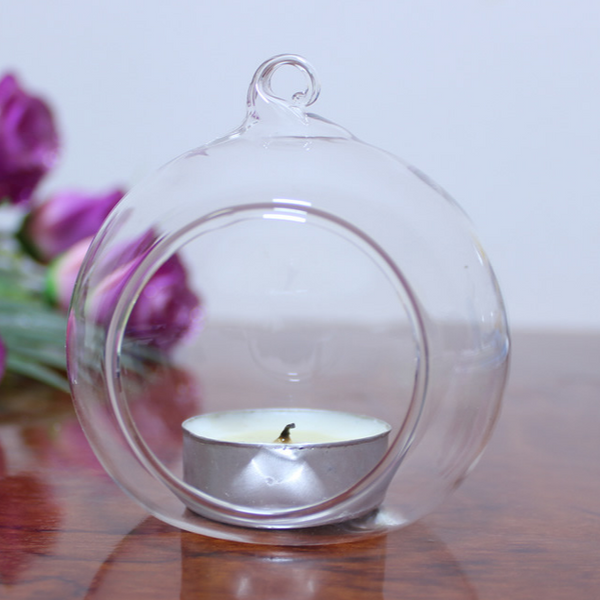 Set of 24 Hanging Glass Terrarium Tealight Ball Candle Holders Wedding Party Events Decor 24 x Clear Glass Hanging Ball 8cm Candle Holder Bulk Lot Wedding Event Function