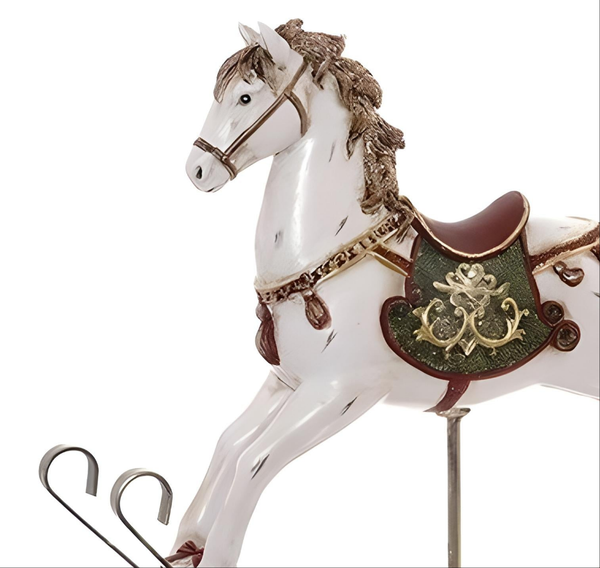 White Decorative Tabletop Rocking Horse Figurine