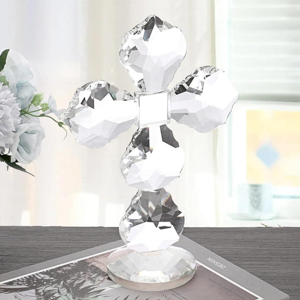 Clear Crystal Cut Glass Diamond Standing Religious Cross