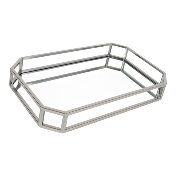 Large Silver Plated Rectangle Decorative Deluxe Slopped Edge Mirror Tray home decor Palm Gifts