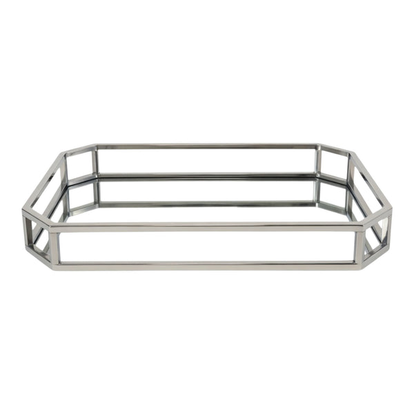 Large Silver Plated Rectangle Decorative Deluxe Slopped Edge Mirror Tray home decor Palm Gifts