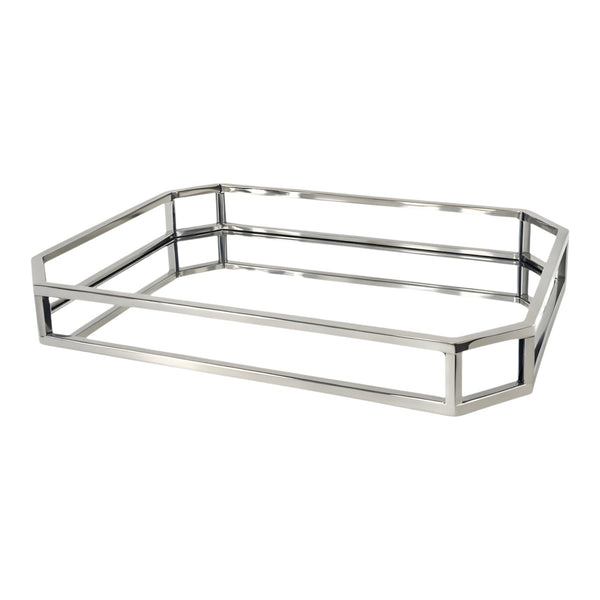 Large Silver Plated Rectangle Decorative Deluxe Slopped Edge Mirror Tray home decor Palm Gifts