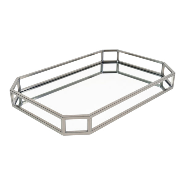 Large Silver Plated Rectangle Decorative Deluxe Slopped Edge Mirror Tray home decor Palm Gifts