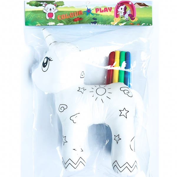 Children's White Colour In Craft Plush Toy Unicorn & Marker Texta Pens