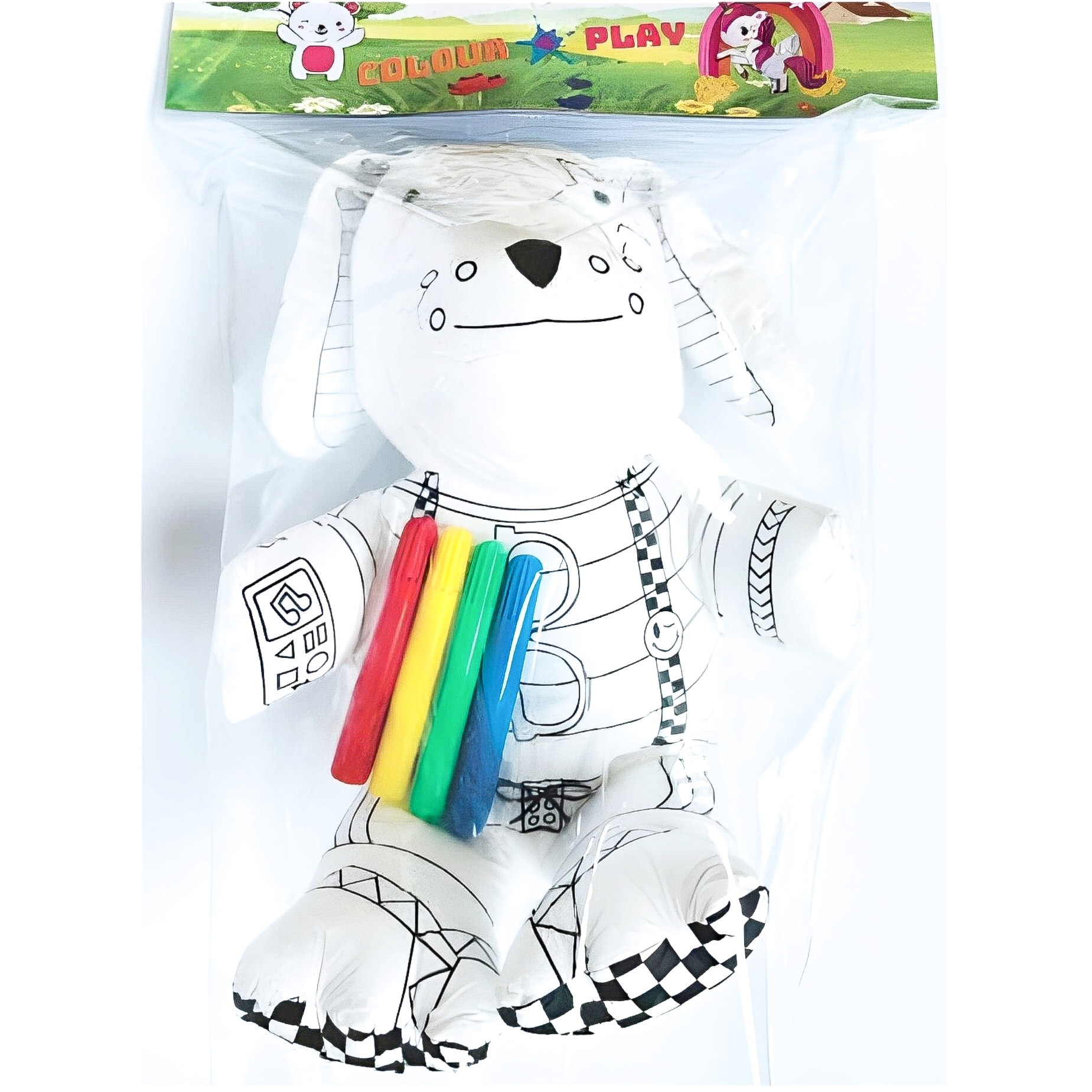 White Colour in Craft Toy Dog & Marker Pens in PVC Bag