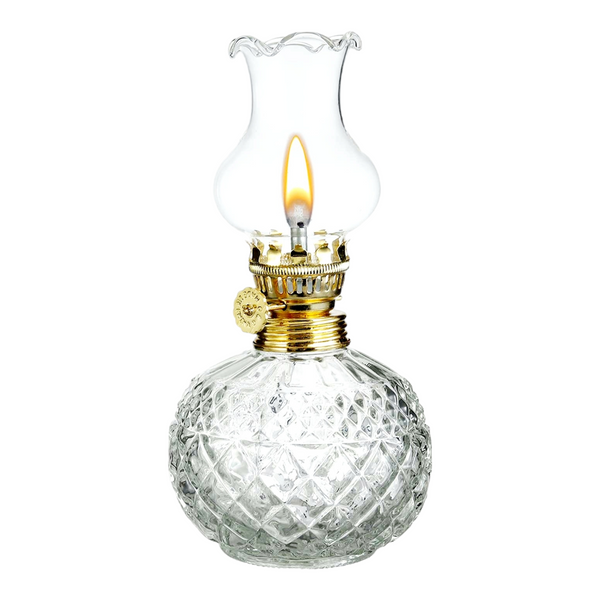 Clear Crystal Cut Glass Kerosene Oil Lamp Lantern