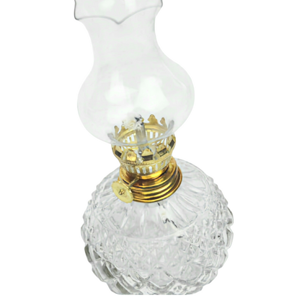 Clear Crystal Cut Glass Kerosene Oil Lamp Lantern