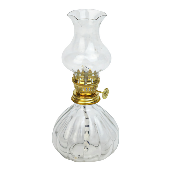 Clear Crystal Cut Glass Vintage Kerosene Oil Lamp Lantern