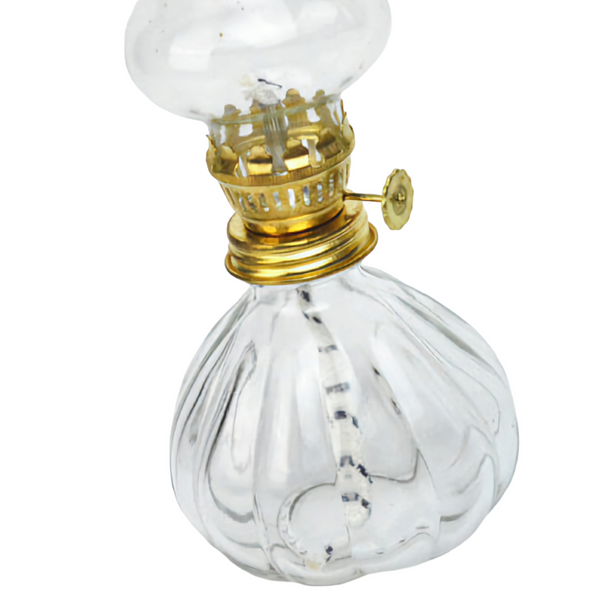 Clear Crystal Cut Glass Vintage Kerosene Oil Lamp Lantern