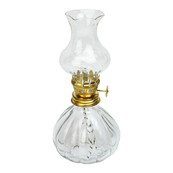 Clear Crystal Cut Glass Vintage Kerosene Oil Lamp Lantern