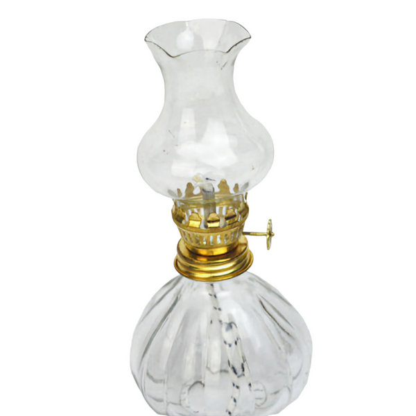 Clear Crystal Cut Glass Vintage Kerosene Oil Lamp Lantern