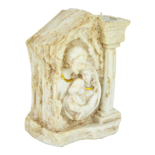 Holy Family Statue with Tealight Candle Holder religious candle holder polyresin resin mother Mary and Jesus figurine ornament catholic Christian candle light