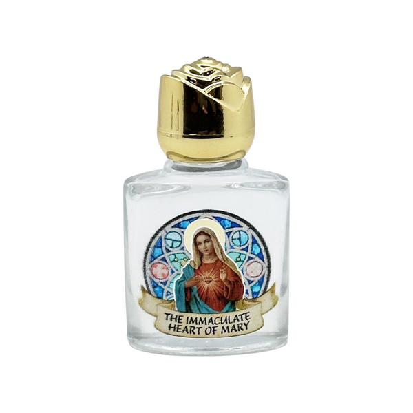 Catholic Christian Sacred Heart Mother Mary Empty Glass Holy Water Bottle with Ball Lid