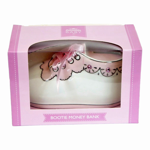 Ceramic Pink Baby Girl Shoe Bootie Money Box children kids baby gift