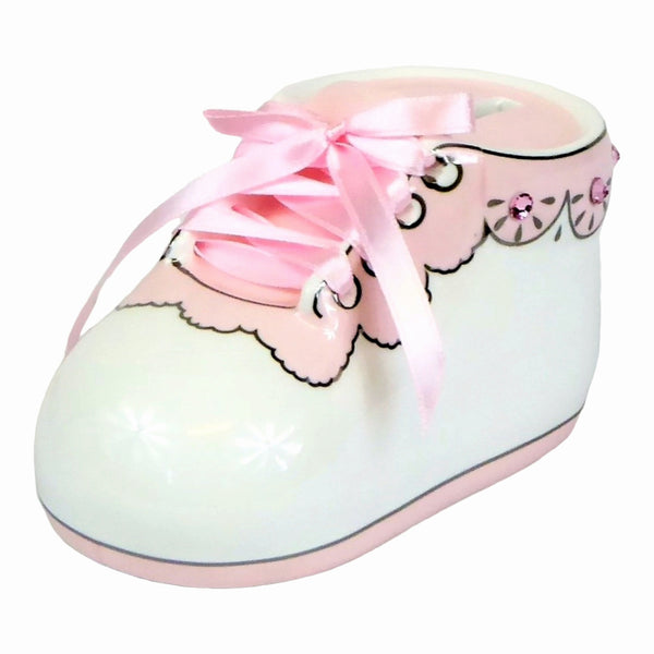 Ceramic Pink Baby Girl Shoe Bootie Money Box children kids baby gift