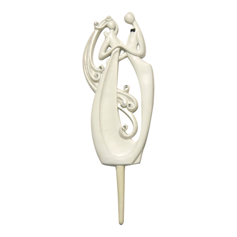 White Bride & Groom Holding Hands Wedding Cake Topper
