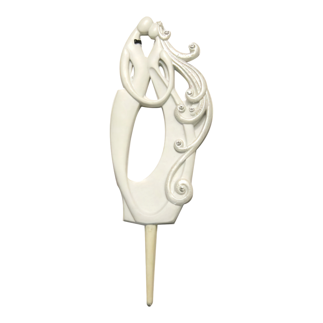 White Bride & Groom Kissing Wedding Cake Topper