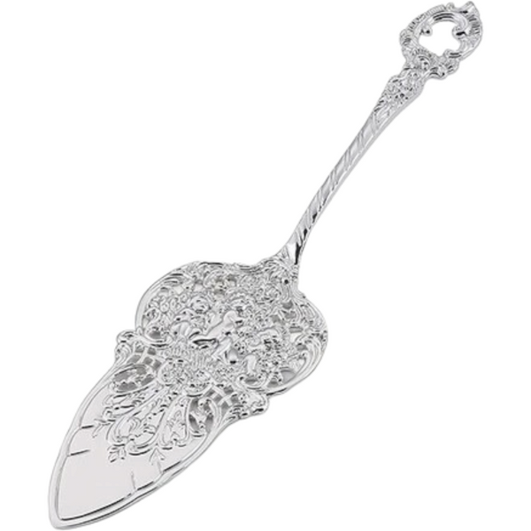 Wedding bridal engagement Cake Server & Knife Set stainless Steel blades in gift Box with bling silver classy crystal filled beads beaded handles and crystal diamante rhinestones crystalline filled beaded beads filigree ornate handles Handle Gift Box