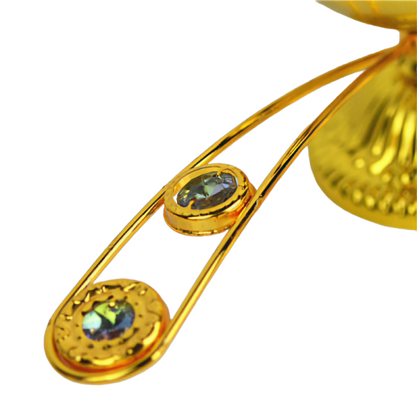 Orthodox Gold Round Religious Incense Burner with Crystal Cross Top & Handle