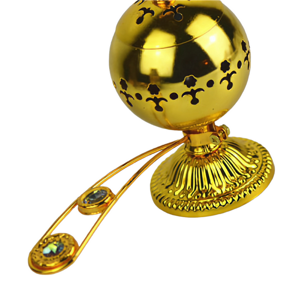 Orthodox Gold Round Religious Incense Burner with Crystal Cross Top & Handle