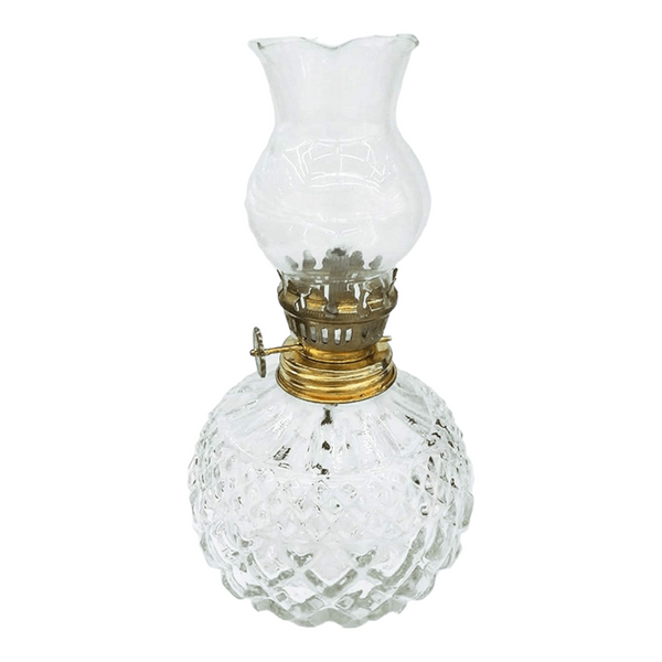 Clear Crystal Cut Glass Kerosene Oil Lamp Lantern