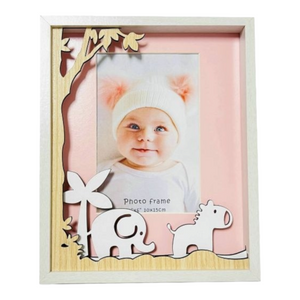 Pink Baby Girl Laser Cut Jungle Zoo Animals Photo Frame