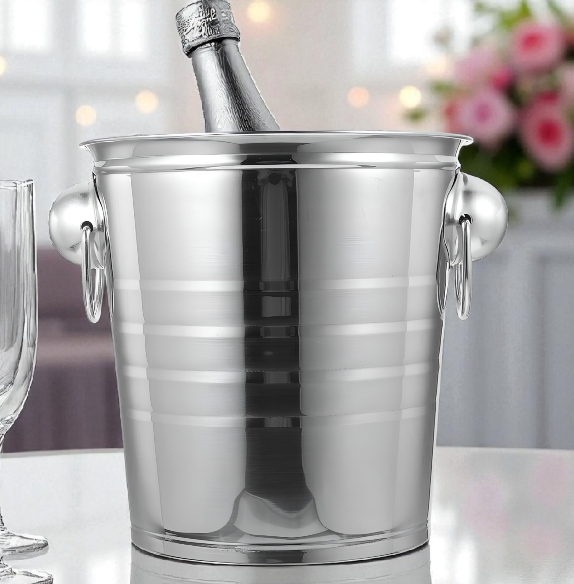 Silver Plated Champagne & Wine Ice Cooler Bucket with Handles