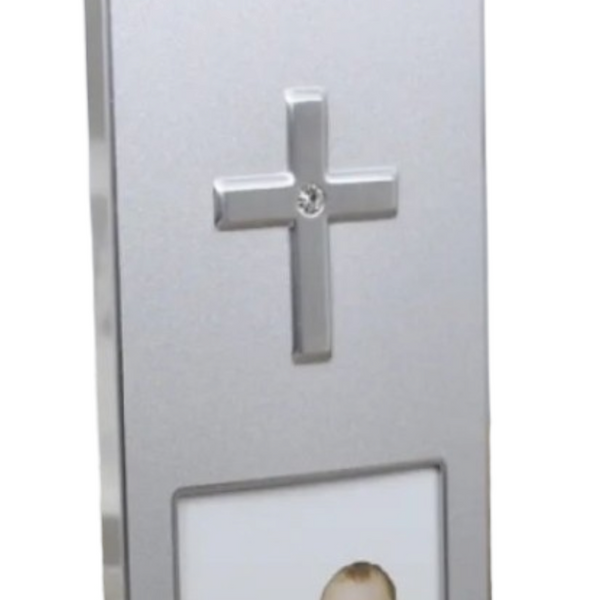 Mini Silver Plated & Diamante Cross Baby Photo Frame