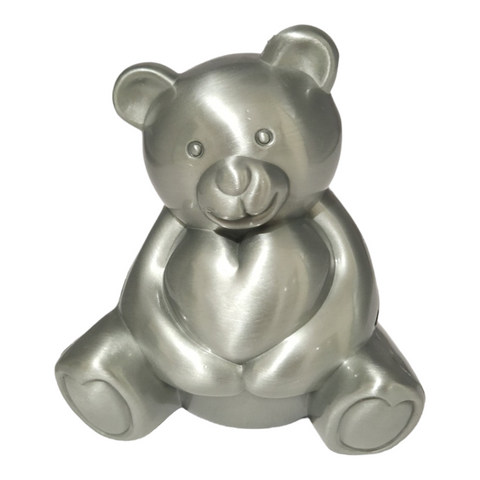 Children's SILVER PEWTER TEDDY BEAR Money Box children kids baby gift