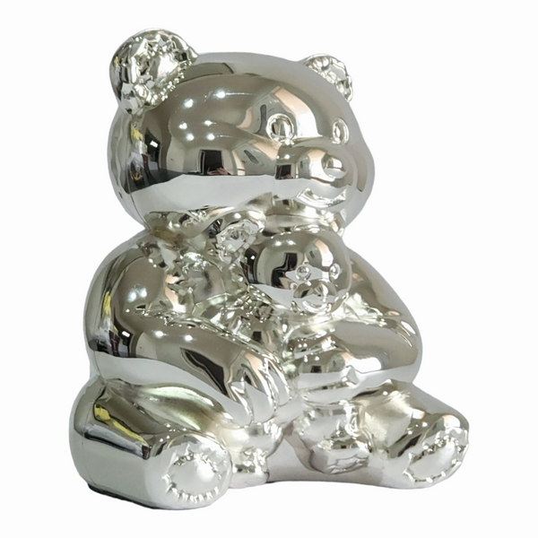 Children's Silver Plated Shiny Teddy Bear Money Box children kids baby gift