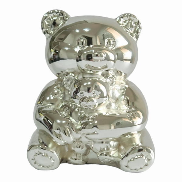Children's Silver Plated Shiny Teddy Bear Money Box children kids baby gift