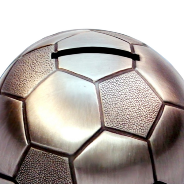 Children's Silver Pewter Soccer Ball Money Box