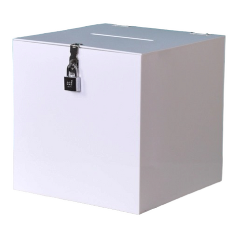 White Acrylic Wishing Well Box (lock & key included)