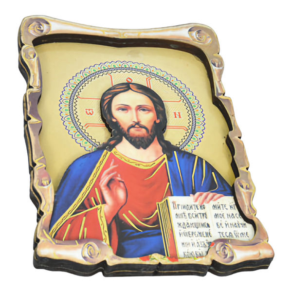 Religious Orthodox Colour Wooden Wood 3D Jesus Christ Icon Plaque picture Stand