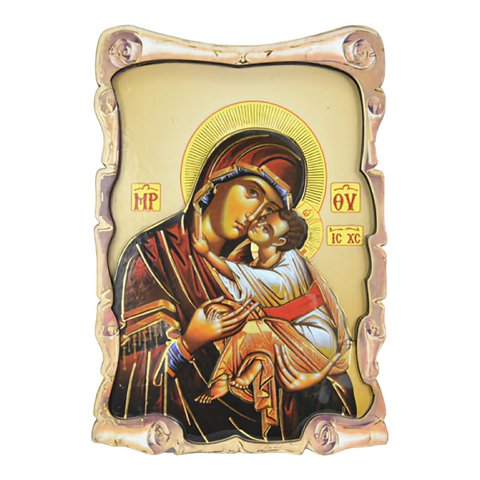 Religious Orthodox Colour Wooden Wood 3D Holy Virgin Mother Mary & Jesus Christ Icon Plaque picture Stand, holy mother Mary, Jesus Christ