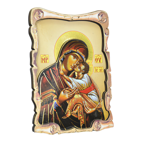Religious Orthodox Colour Wooden Wood 3D Holy Virgin Mother Mary & Jesus Christ Icon Plaque picture Stand, holy mother Mary, Jesus Christ