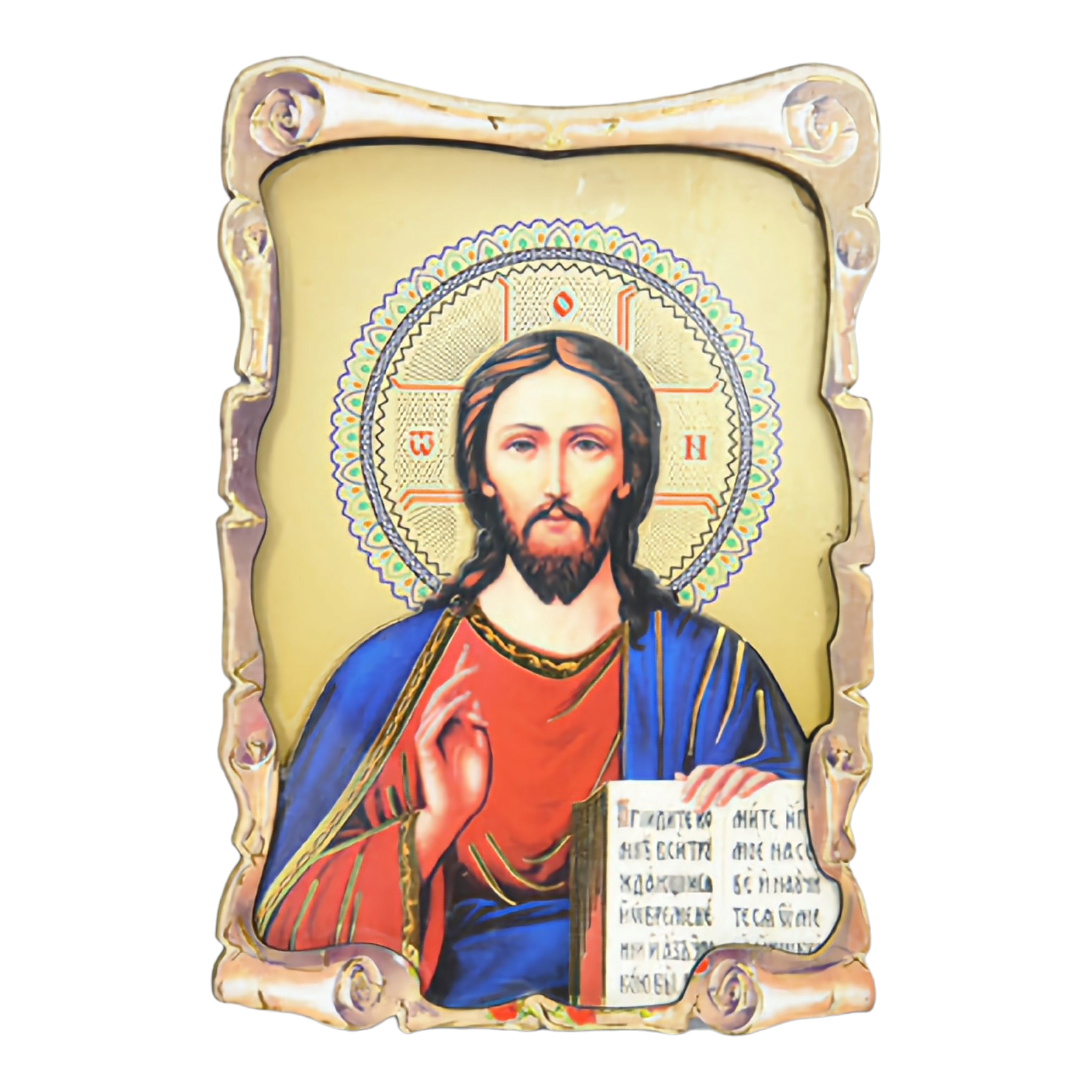 Religious Orthodox Colour Wooden Wood 3D Jesus Christ Icon Plaque picture Stand