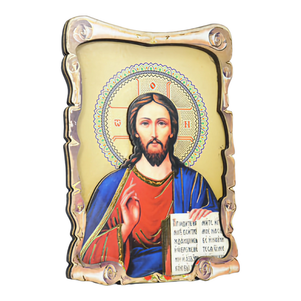 Religious Orthodox Colour Wooden Wood 3D Jesus Christ Icon Plaque picture Stand