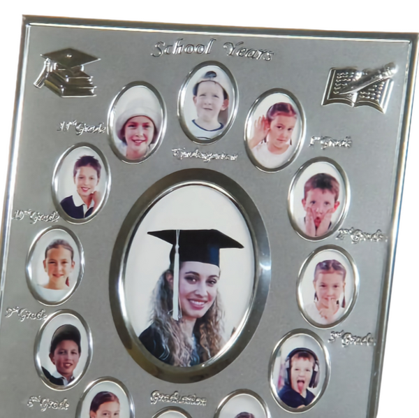 Silver Metal Graduation School Years Multi Collage Photo Frame