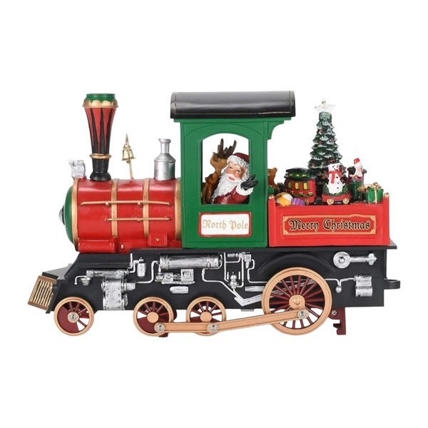 Red & Green Musical LED Light Up Electric Santa Christmas Train