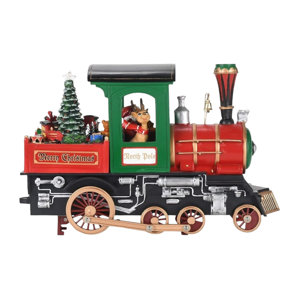 Red & Green Musical LED Light Up Electric Santa Christmas Train