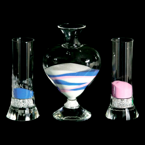 Wedding Unity Sand Ceremony Set- 3 Glass Vases & 3 Coloured Sand