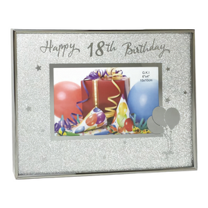Silver Glitter Happy 18th Birthday Photo Frame