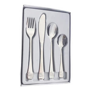 Set 4 Silver Stainless Steel Duck Design Children's Cutlery Gift