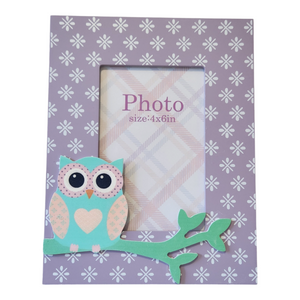 Purple & Green Owl Photo Frame girl baby children's décor