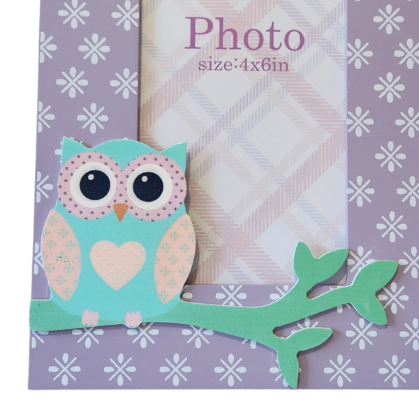 Purple & Green Owl Photo Frame girl baby children's décor